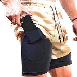 Pantalones cortos de hombre para correr , gym, deporte , 2en 1 , de camuflaje ,